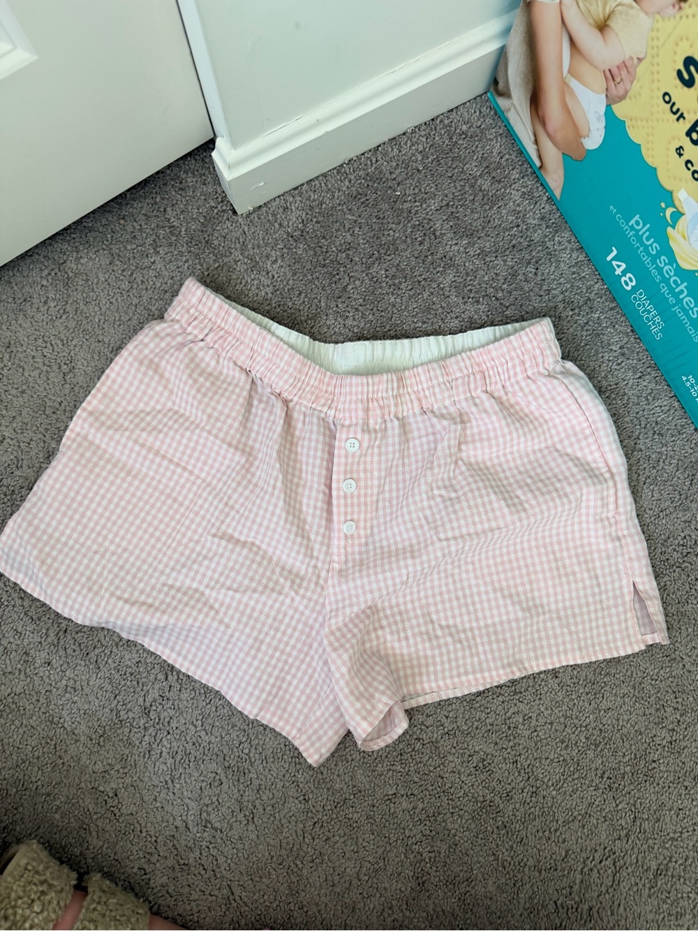Pink Gingham Cotton Lounge Shorts